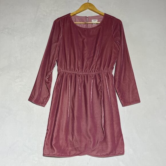 J Crew Velvet Tulip Hem Dress Size 4 Guava Berry - Runs Large - Picture 1 of 14